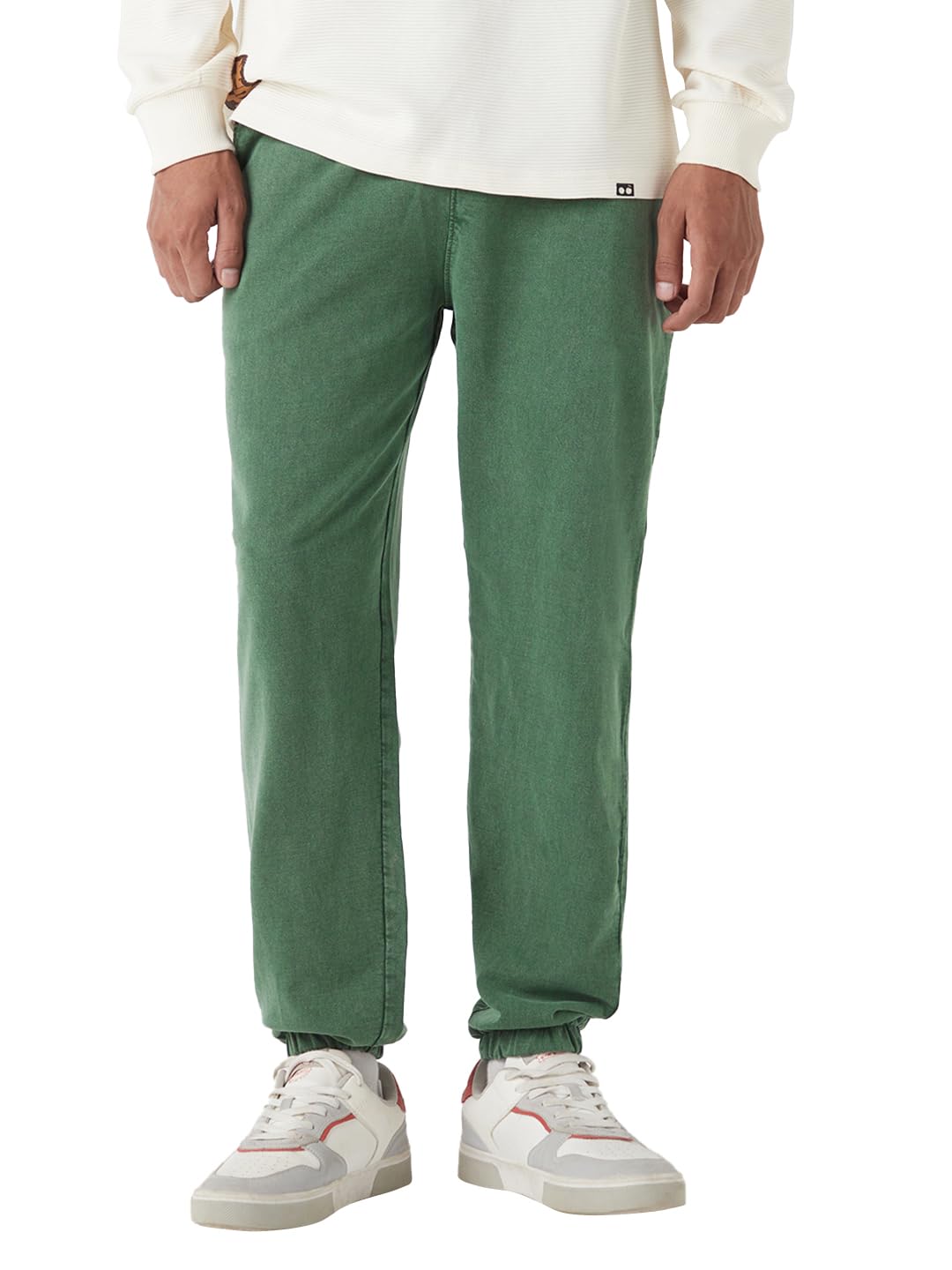 Bewakoof Air 1.0 Mens Solid Oversized Fit Cotton Terry Joggers_646423_Green_XL