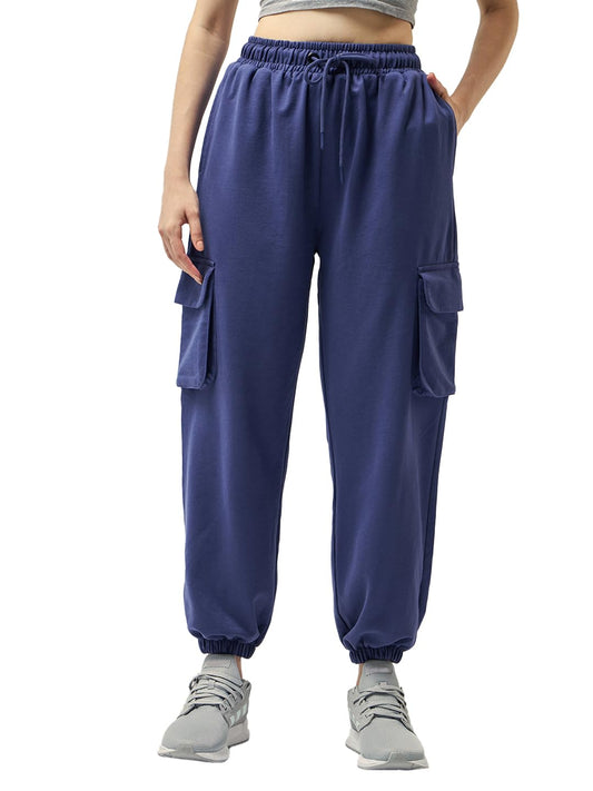 Bewakoof Air 1.0 Womens Solid Mid Rise Oversized Fit Joggers_609814_Blue_XS
