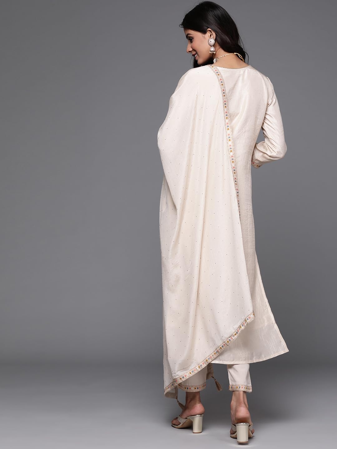 Libas Womens Silk Blend Kurta Sets (33338O_Beige
