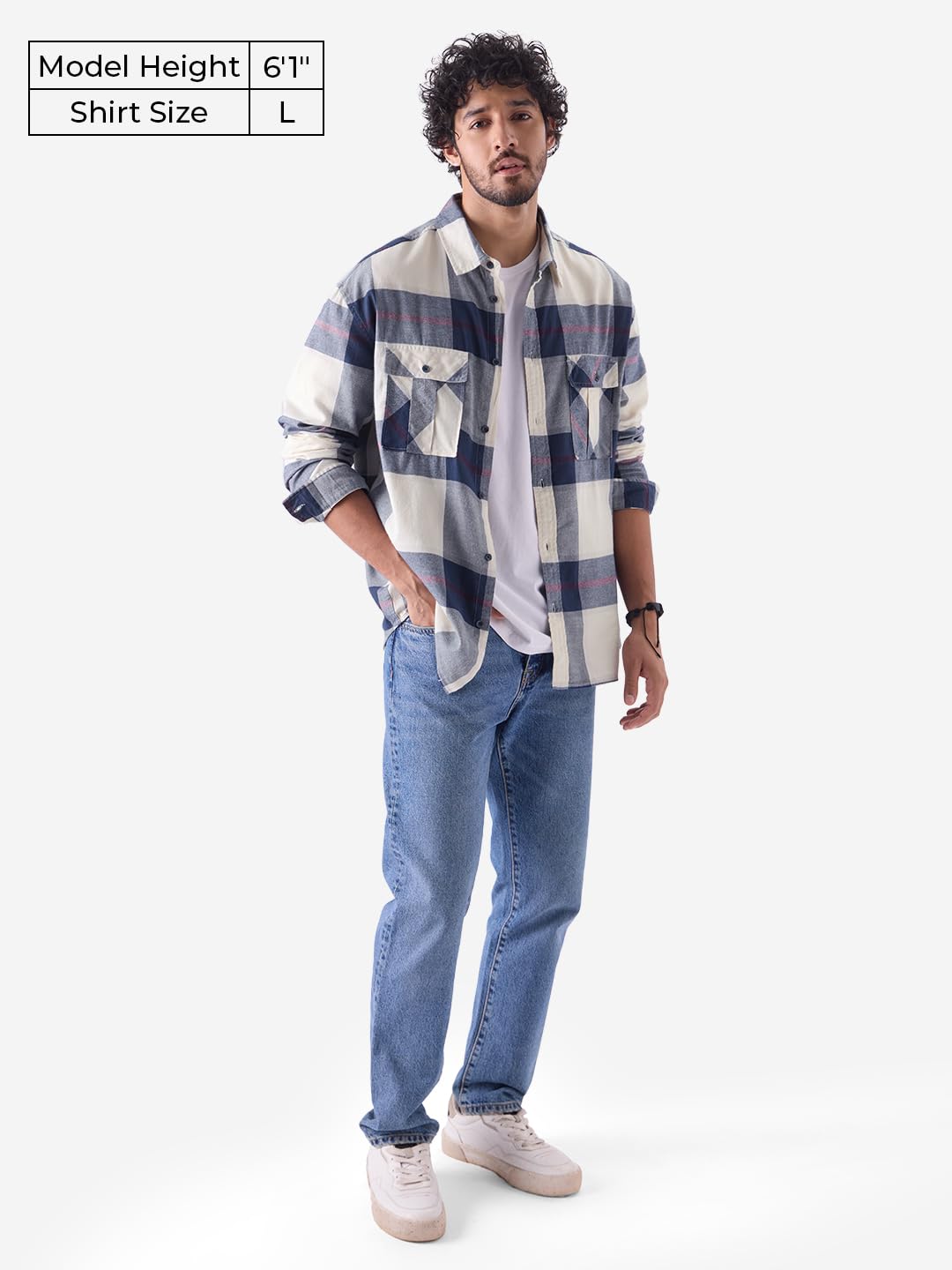 The Souled Store Plaid: Blue Haze (Utility) Men Utility Shirts