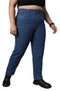 High Star Women Plus Size Straight Fit High-Rise Stretchable Jeans