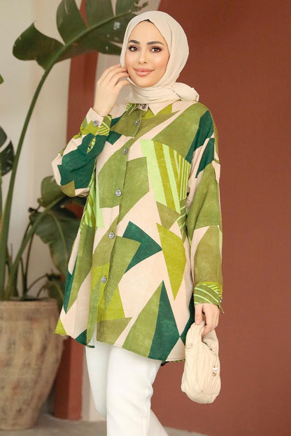 Gufrina WomenS Rayon Dress With Long Puff Sleeves Mandarin Collared Neck Tie Die Printed A-Line Style Regular Fit And Knee Leng