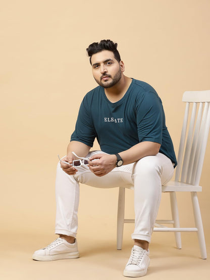 Rigo Printed Oversized T-Shirts for Men | Plus Size Oversized Tees for Men | Drop Shoulder T-Shirt for Men Teal