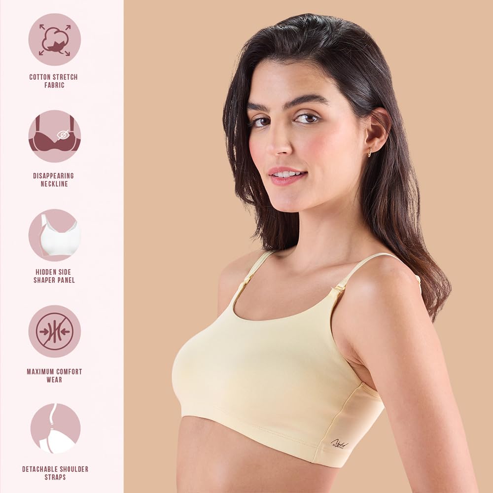 Nykd (Nyb165 Cotton Non Padded & Non Wired Full Coverage Slip On T-Shirt Bra For Women | Easy Breezy Soft Fabric With Hidden Sha