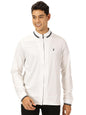 Thomas Scott Full Sleeve Spread Collar Solid Color Jacket with Ribbed On Sleeve for Men White