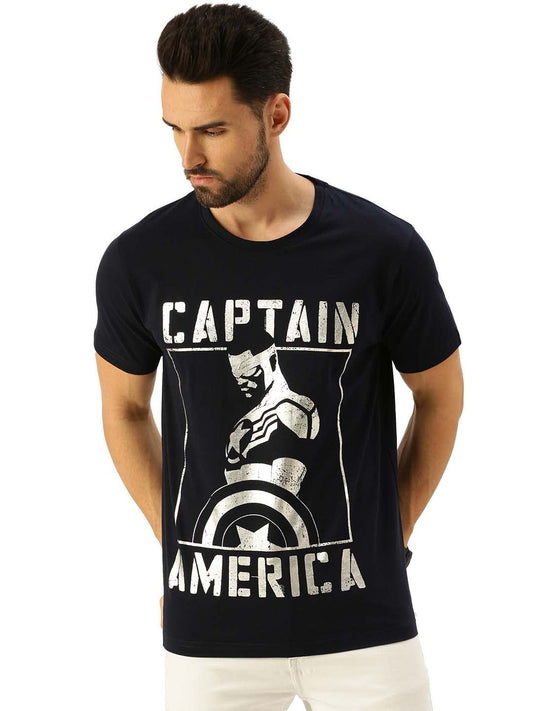 Veirdo Mens Marvel Captain America Shines Original Marvel Printed Regular Fit Short Sleeve T-Shirt