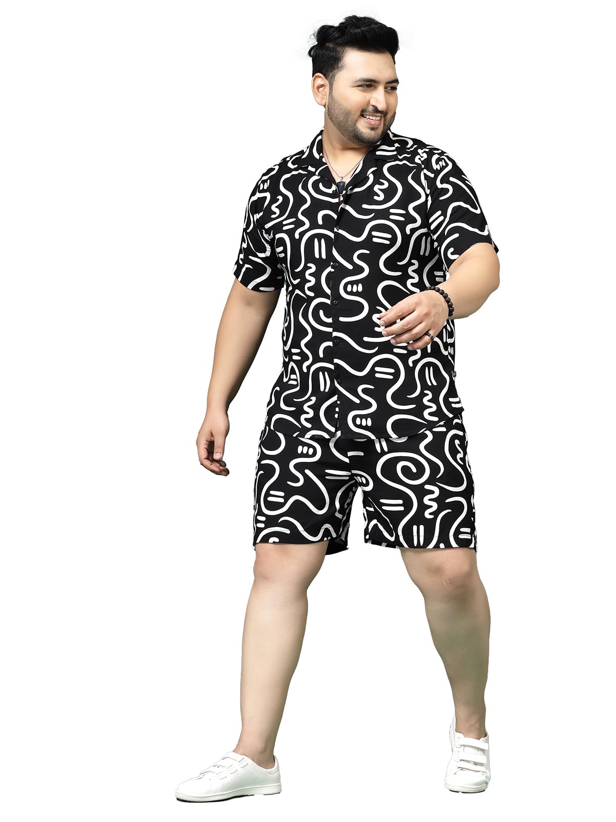 Rigo Printed Co-Ord Set For MenS | Casual Plus Size Shirt & Shorts Night Suit Set | Lounge-Wear Nightdress Pajama Set For MenS