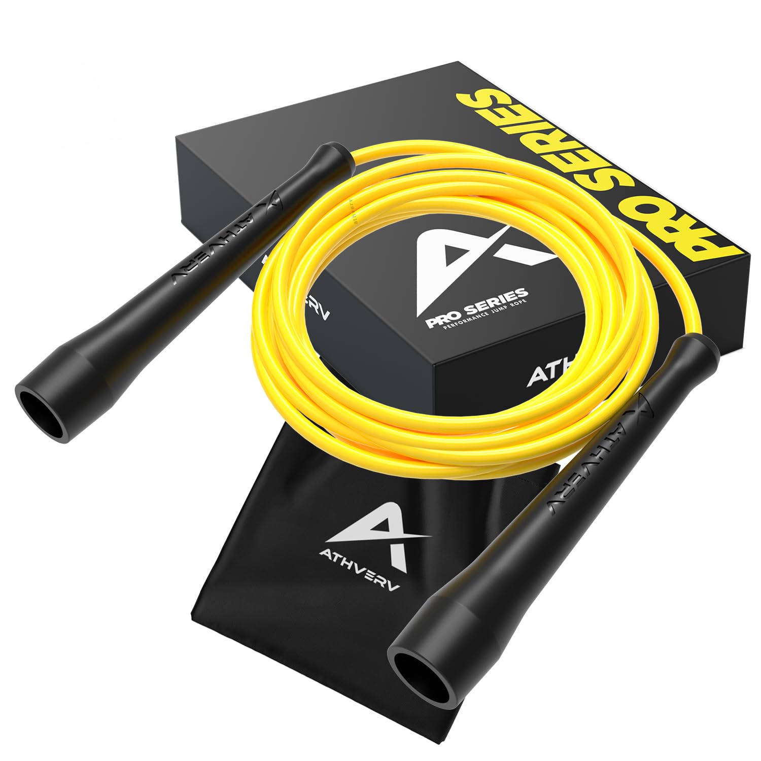 Athverv Pro Boxer Jump Rope, Speed Skipping Rope for Boxing Workout & Footwork (Yellow)