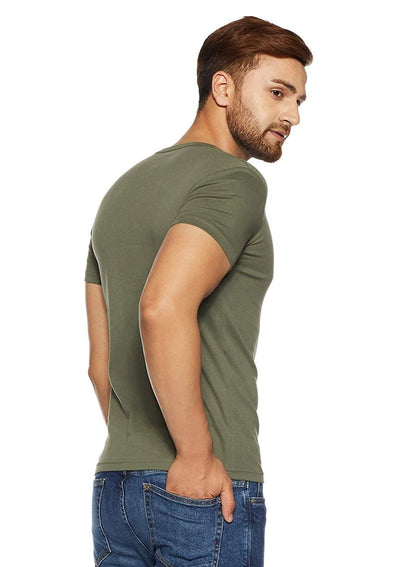 ADRO Men's USA American Flag Printed Cotton T-Shirts (RNR-M-NWW-OL_Olive)