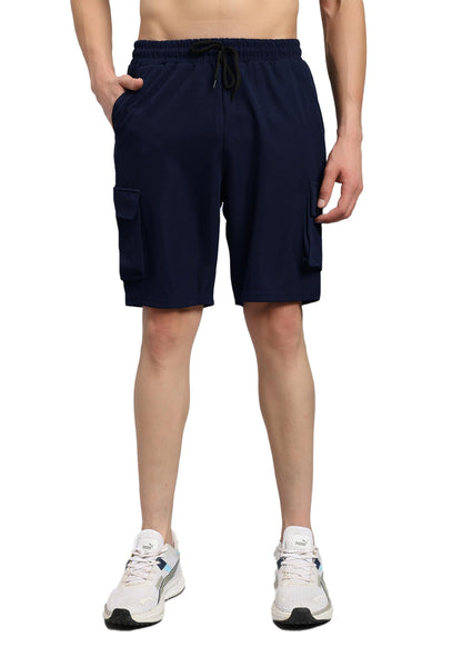 Peppyzone Mens Trendy Cargo Shorts with Pockets | Stretchable Athletic Sports Casual Gym & Beach Short for Man with Elastic Wais