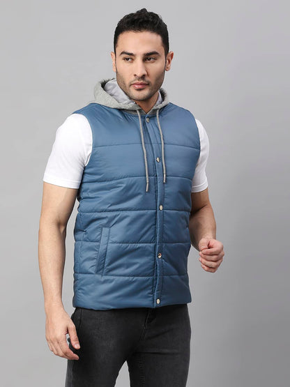 Dennis Lingo Color Block Polyester Regular Fit Full Sleeves MenS Hooded Puffer Jacket With 2 Pockets - Lightweight Casual Winte