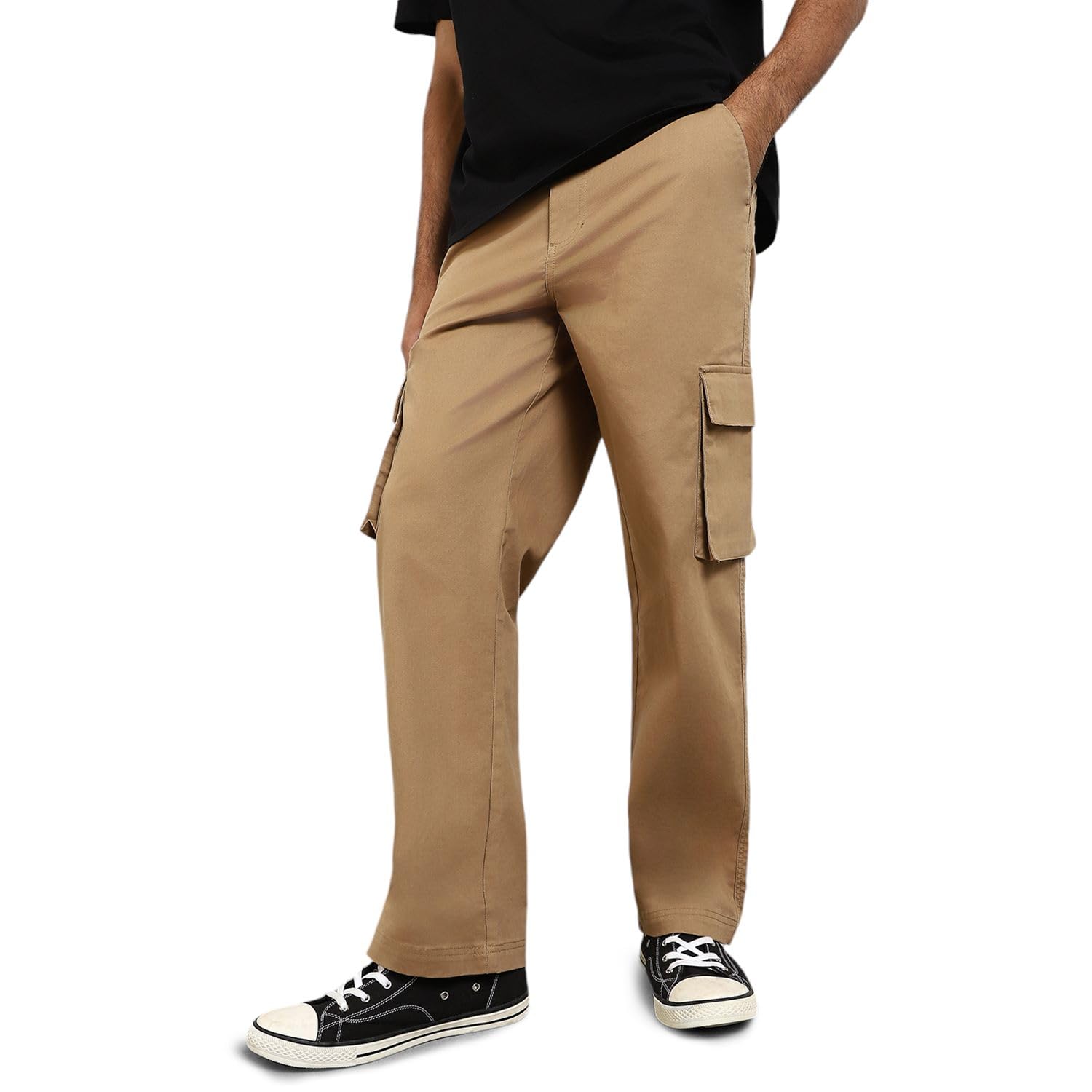 Nobero MenS Straight Sweatpants (1M-Bwcp-R0006-Bl_Tan