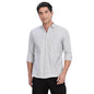 Mildin MenS Grey Pure Cotton Full Sleeve Spread Collar Regular Fit Striped Printed Formal Shirt With Patch Pocket (Grey Oxford