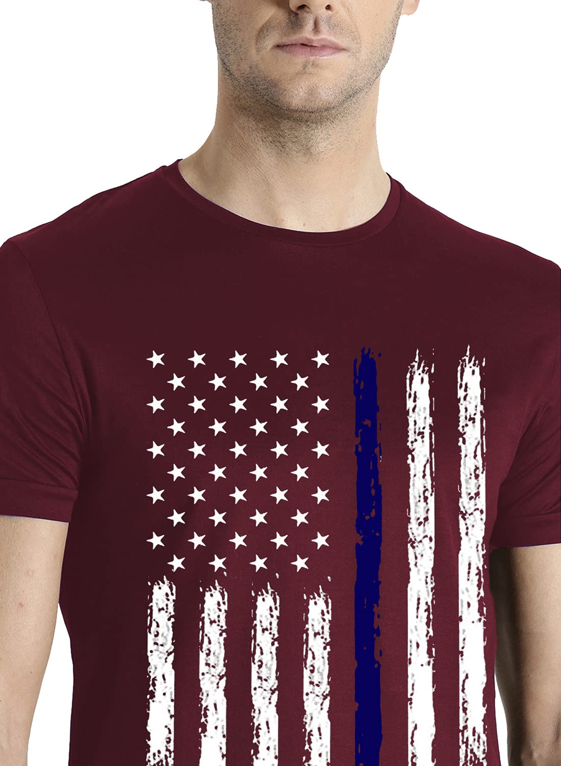 ADRO Men's Regular Fit T-Shirt (RNR-M-USA-BG_Maroon)