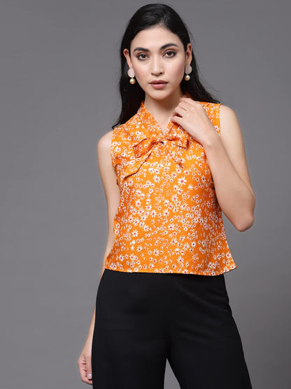 OOMPH! Sleeveless Tops for Women, Orange - mt469