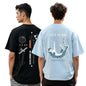 Nobero MenS Graphic Print Oversized Fit T-Shirt (1M-Twrt-C0869-X_Powder Blue/Black