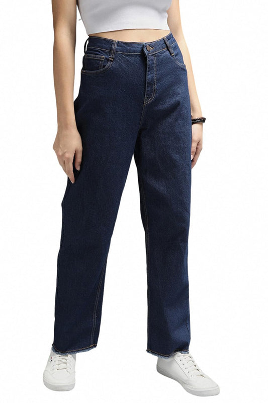 High Star Women Straight Fit High-Rise Clean Look Stretchable Jeans
