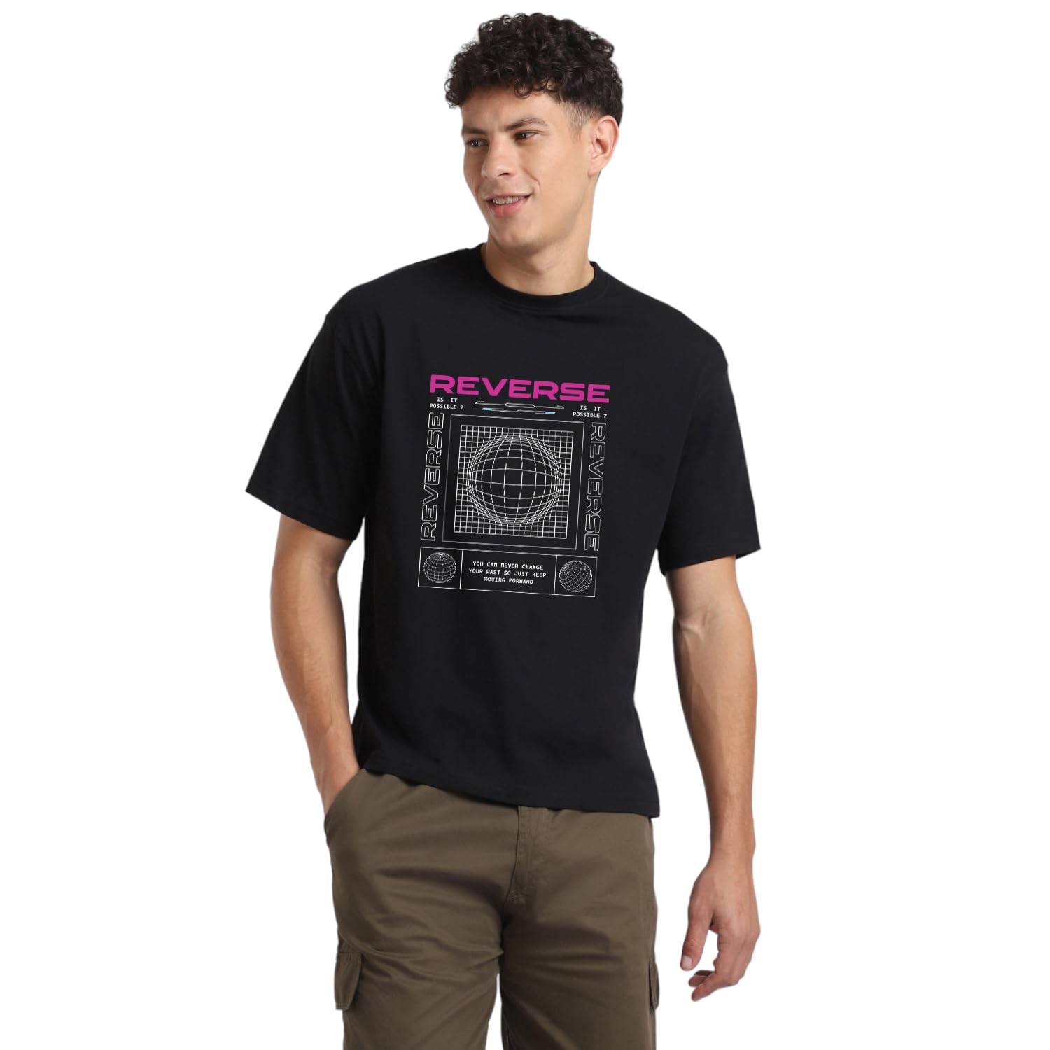 Nobero MenS Solid Oversized Fit T-Shirt (1M-Twrt-C0730_Black