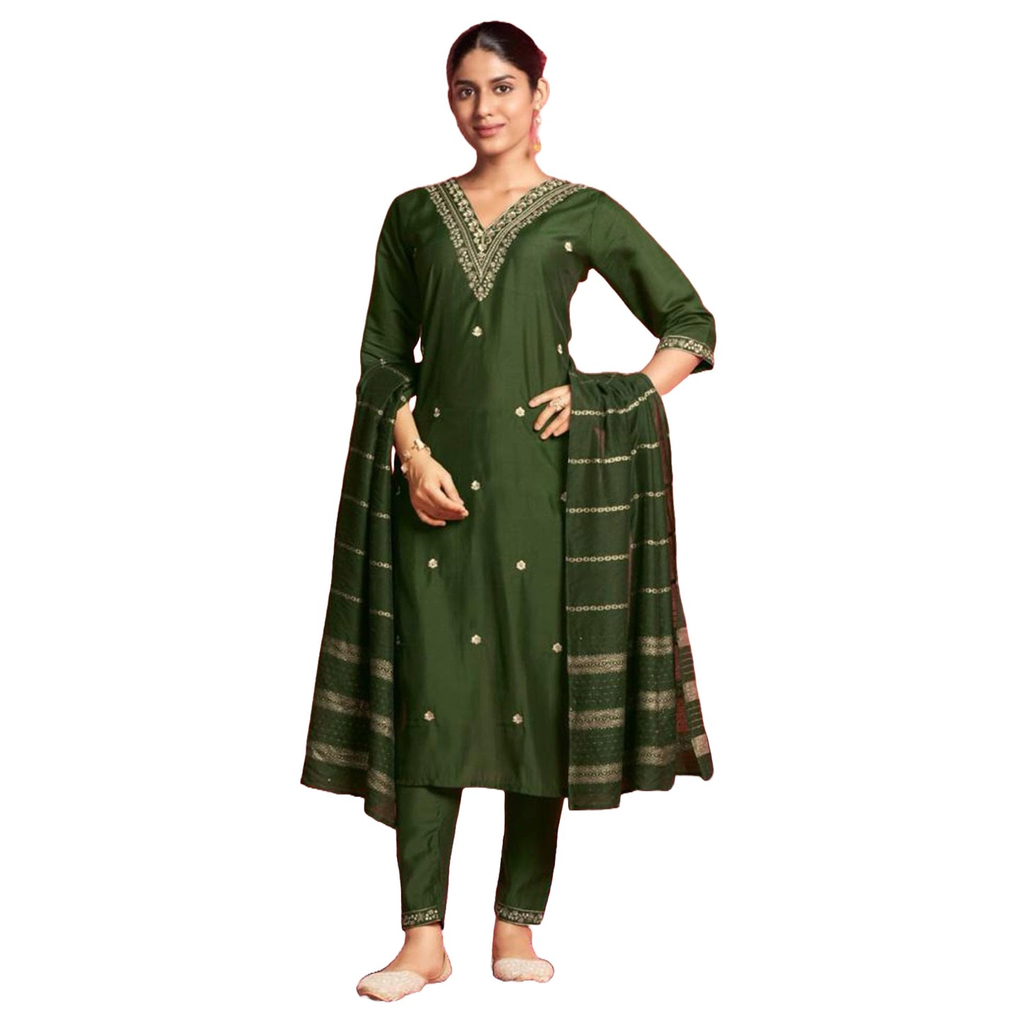 Lookmark WomenS Pure Cotton Straight Kurta Pant Dupatta Set With Elegant Embroidery - Perfect For Every Occasion (Az-Lm-Og-Ks21