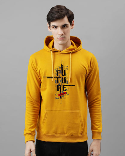 ADRO Mens Cotton Blend Neck Hooded Sweatshirt (H24-FTR-MU_Mustard