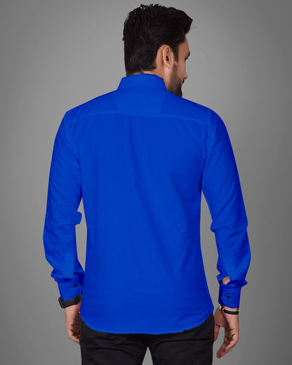 Besix MenS Blue Rayon Blend Full Sleeve Shirt For Man With Tailored Fit Spread Collar And Standard Length - Formal Stylish Wear