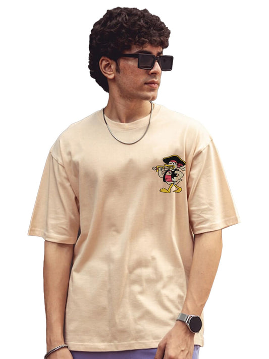 Veirdo Mens Cotton Oversized Fit Graphic Printed Short Sleeve T-Shirt