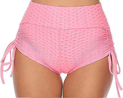 Shasmi Womens Workout Yoga Shorts, High Waisted Drawstring Scrunch Booty Shorts Ruched Butt Lift Athletic Running Tights (Short