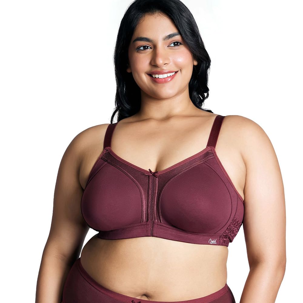 Nykd By Nykaa WomenS Full Support M-Frame Heavy Bust Everyday Cotton Bra | Non-Padded | Wireless | Full Coverage| Bra, Nyb101, W