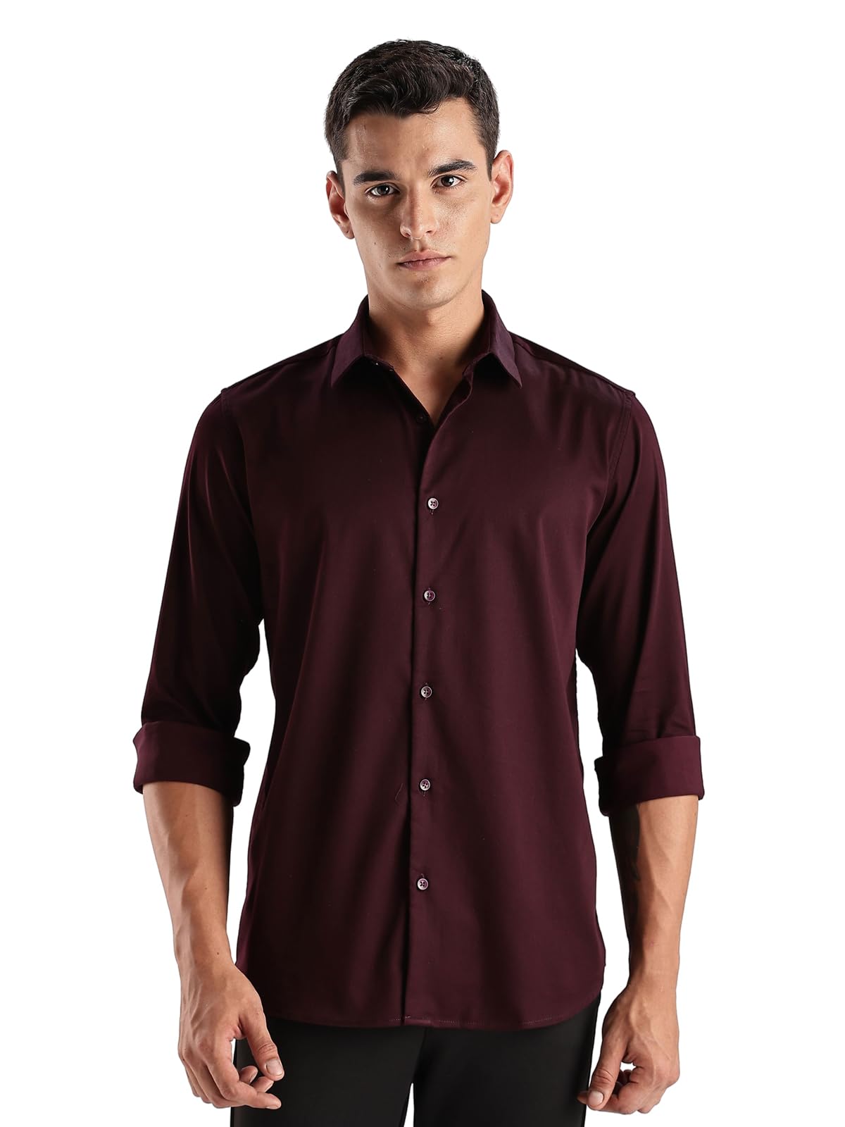 ADRO Mens Slim Fit Solid Casual Shirts | Plain Satin Evening Shirt | Stylish Office or Party Shirt | All Day Fresh Spread Colla