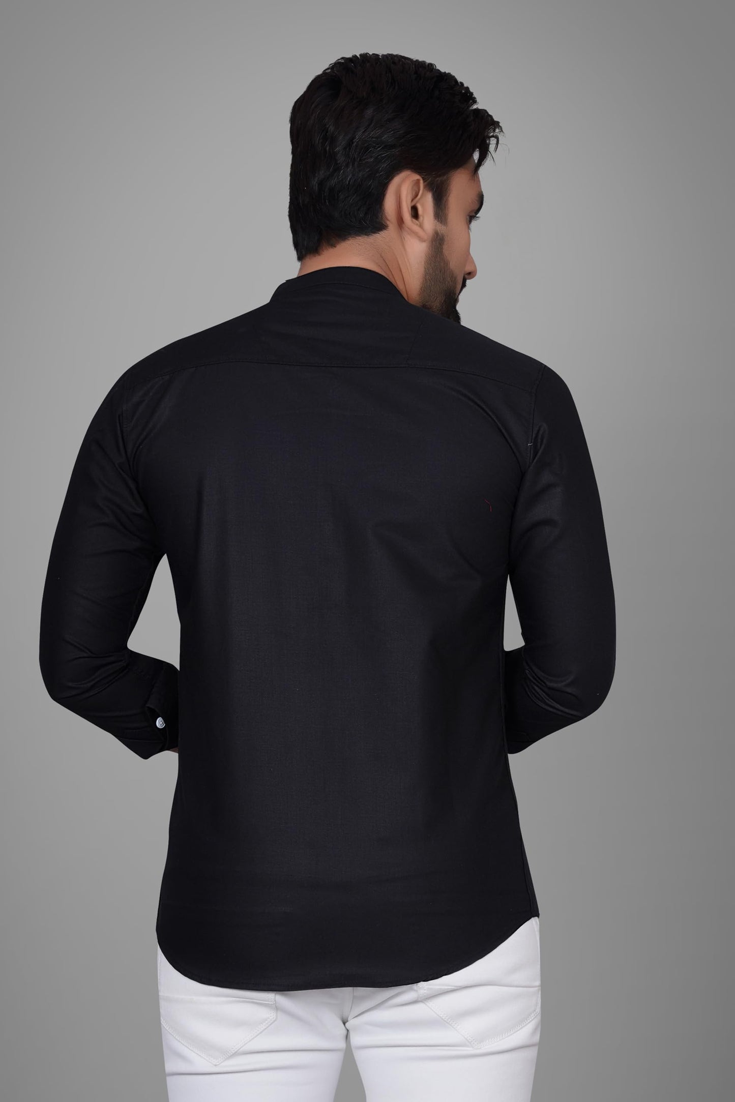 Besix MenS Cotton Solid Shirt With Mandarin Collared Full Sleeve Button Closure Curved Hem Straight Length And One Pocket | Mdr
