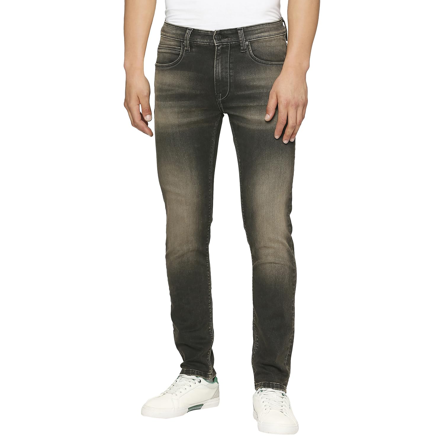 Pepe Jeans MenS Mid Rise Jeans Slim Mid Rise Jeans (Pm207583Q011_Tinted Black, 38