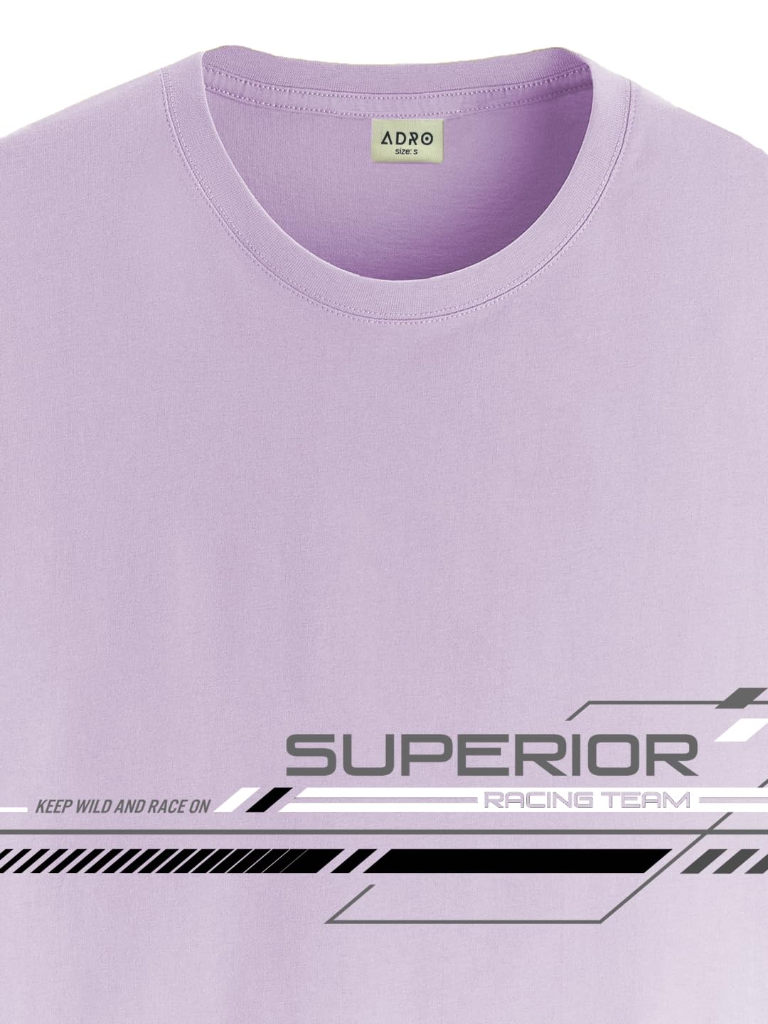 ADRO Men's Graphic Printed 100% Cotton T-Shirt - Regular Fit, Printed T-Shirts for Men (RN24-RAC-PU_Purple)