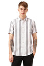 Dennis Lingo Men White Polycotton Half Sleeve Spread Collar Stripes Shirts