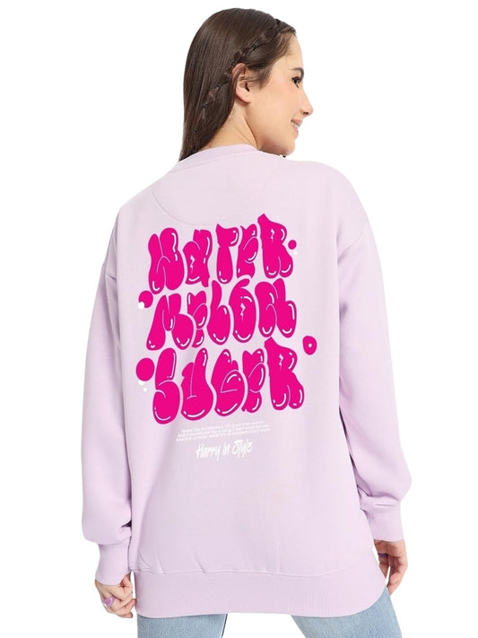 Bewakoof Womens Graphic Printed Oversized Fit Sweatshirt_557005_Purple_M