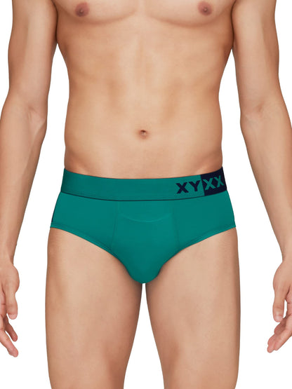 XYXX Mens Underwear Dualist IntelliSoft Antimicrobial Micro Modal Brief Pack of 3 (Brilliant Blue & Black Iris ; Navigate & Bla