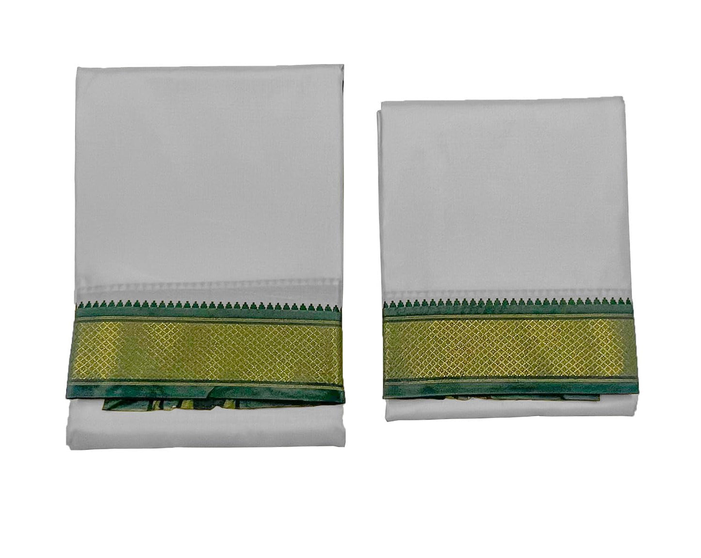 Prakasam Cotton Mens Blended Silk Type Pet Dhoti With Matching Towel/Dhoti1.28X3.60Mtr/1.28X1.80Mtr Towel/8 Mulam Vesti & 4 Mula