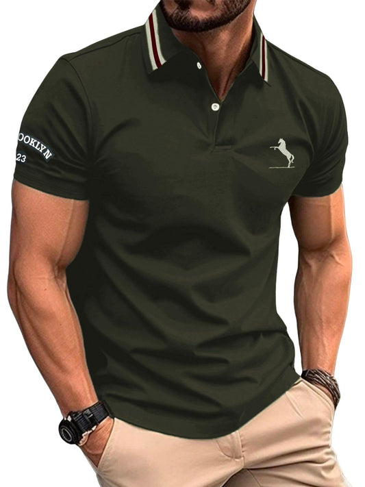 Greciilooks Polo T-Shirt For Men  Cotton Short Sleeve Regular Fit Tee | Perfect For Golf, Travel & Outdoor Casual Look Green