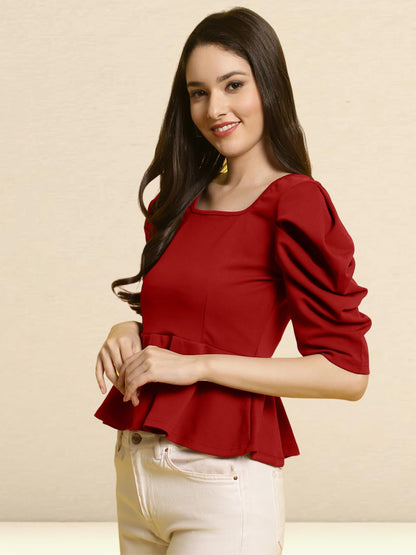 Tee Projekt Womens Casual Trendy Top with Stylish Short Puff Sleeves ll Soft & Stylish Womens Tee