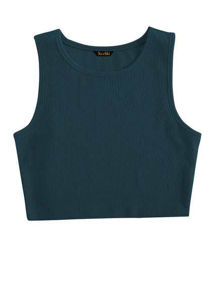 Toochki Tops for Woman | Spandex Top | Crop | Short | Western | for Jeans | Sleeveless | Stretchable | Dark Green