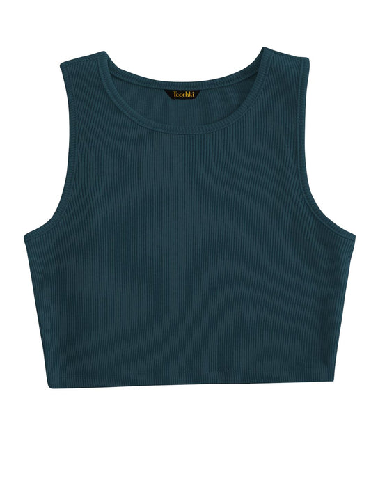 Toochki Tops for Woman | Spandex Top | Crop | Short | Western | for Jeans | Sleeveless | Stretchable | Dark Green