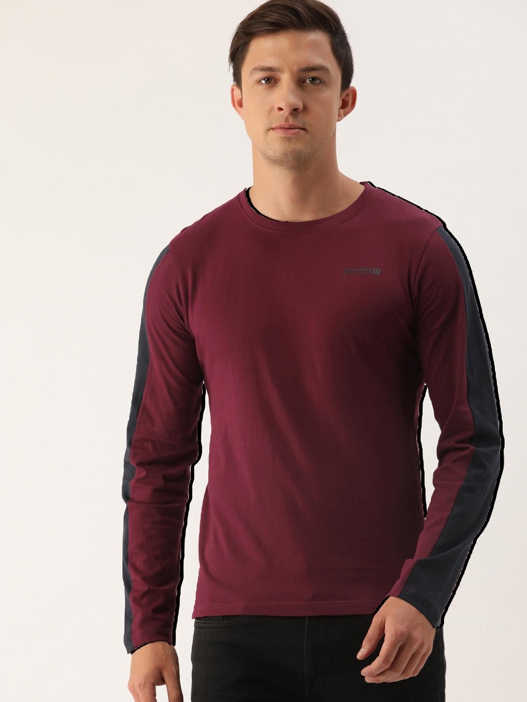 The Indian Garage Co Men Slim Fit Graphic Print Round Neck Tshirt Burgundy