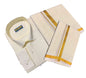 PRAKASAM COTTON mens Cotton wedding Set- A pure cotton Full sleeve Cream Shirt + A pure Cotton 8 yard Dhoti (1.28X3.70 mtrs) + S