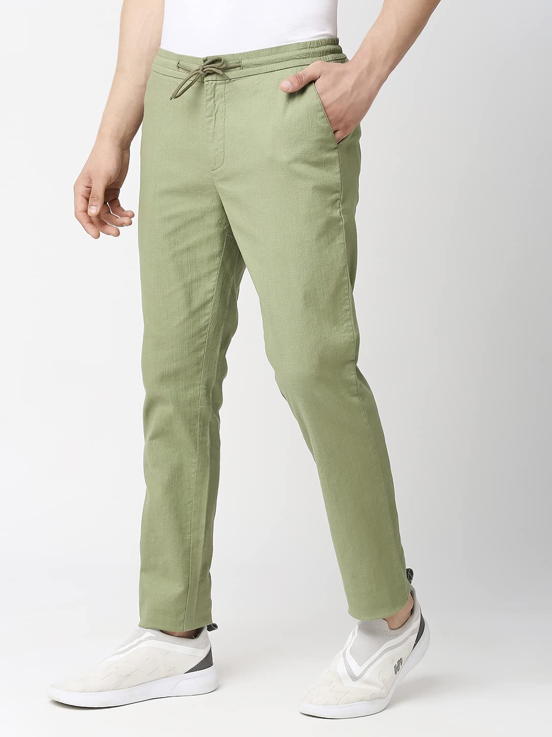 Thomas Scott Mens | Comfort | Slim Fit | Mid-Rise | Drawstring Closure | Solid | 4 Pockets | Woven | Chinos | Trouser (CCBT07_G