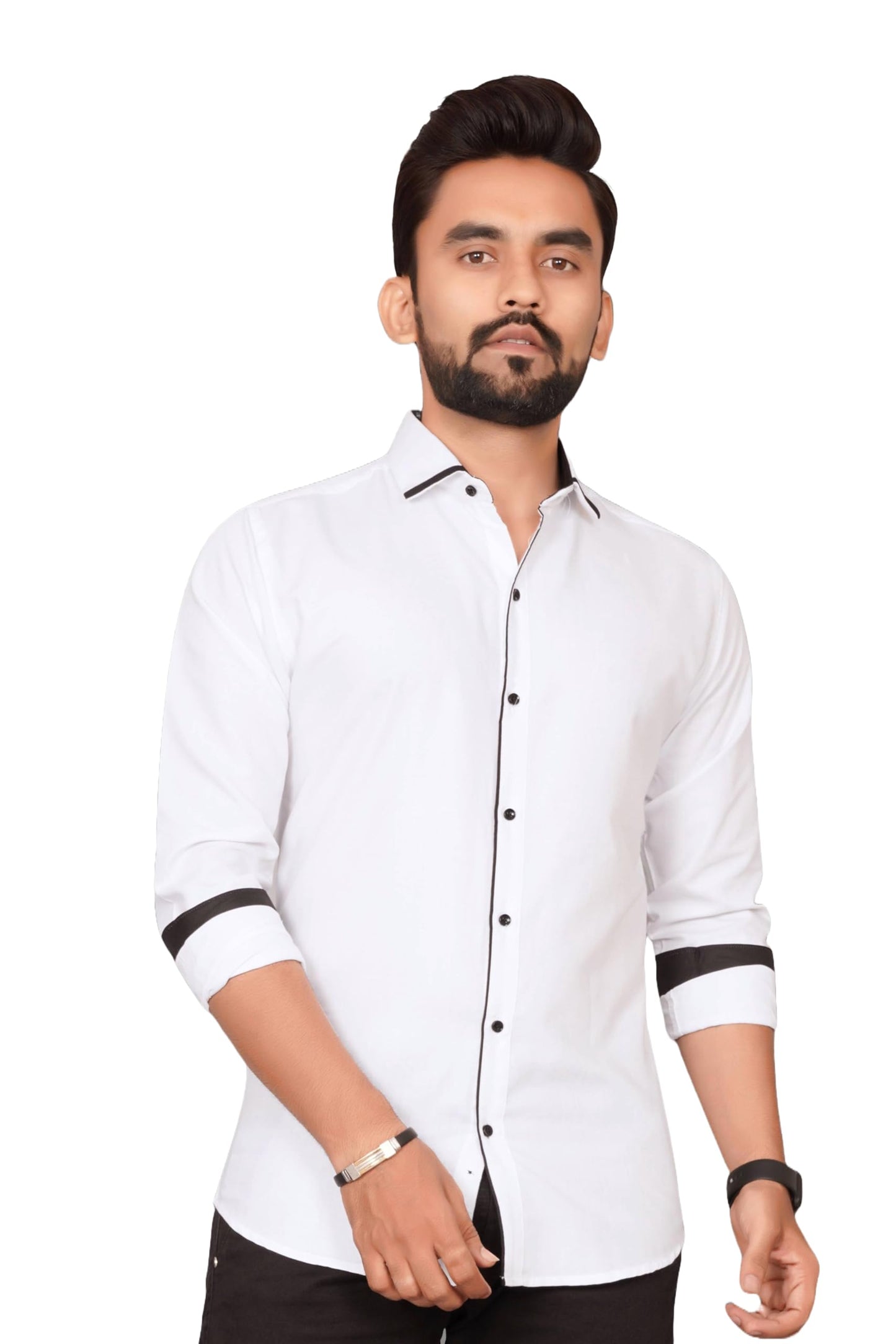 Besix MenS White Rayon Blend Full Sleeve Shirt For Man With Tailored Fit Spread Collar And Standard Length - Formal Stylish Wea