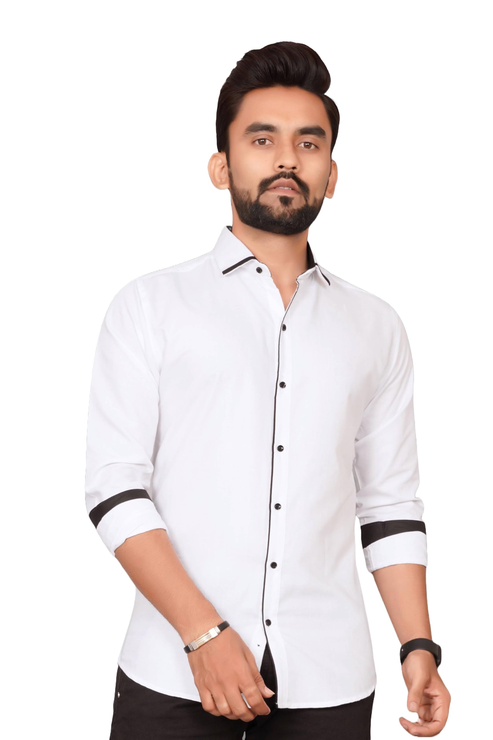 Besix MenS White Rayon Blend Full Sleeve Shirt For Man With Tailored Fit Spread Collar And Standard Length - Formal Stylish Wea