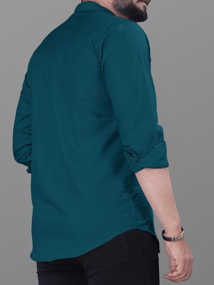 Noble Monk MenS Regular Fit Formal Shirt |Full Sleeve MenS Shirt Teal Blue