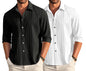 Macsivo Combo Of MenS Casual Button Down Shirts Long Sleeve Linen Shirt Fashion Textured Beach Summer Shirt Pack Of 2