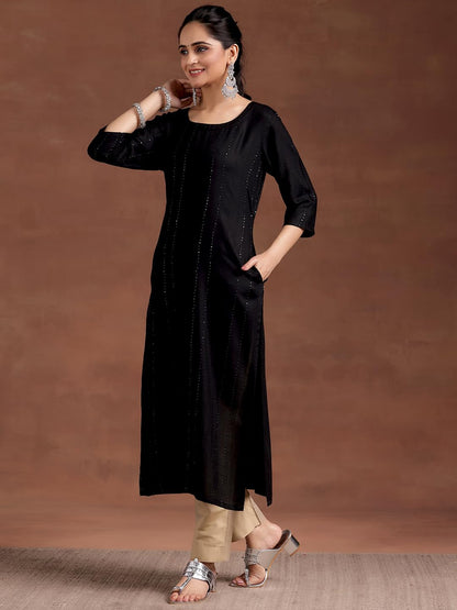 Libas WomenS Viscose Rayon Embellished Straight Kurta (29239O0R Black