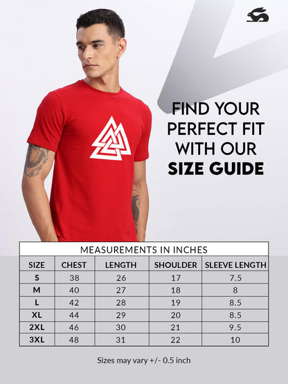 ADRO Triangle Mens Printed T-Shirt (RNR-M-TKT-RD_Red)