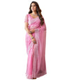 Satrani WomenS Embroidery Border Organza Saree With Unstitched Blouse Piece (3734S351N_Pink)
